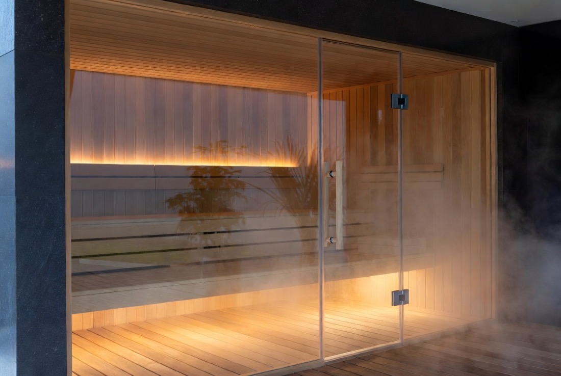Wärmebeständige Glaswände für Sauna und Wellness